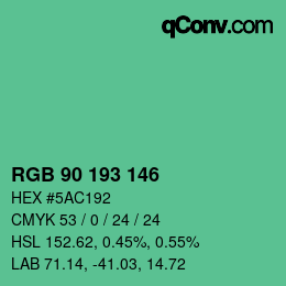 颜色代码: RGB 90 193 146 | qconv.com
