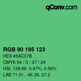 カラーコード: RGB 90 195 123 | qconv.com