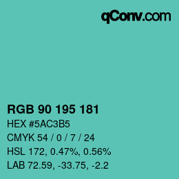 Color code: RGB 90 195 181 | qconv.com