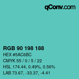 Color code: RGB 90 198 188 | qconv.com