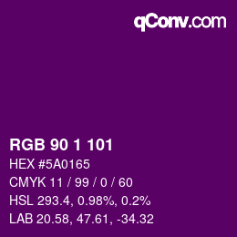 Color code: RGB 90 1 101 | qconv.com