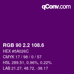カラーコード: RGB 90 2.2 108.6 | qconv.com