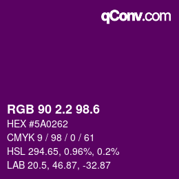 カラーコード: RGB 90 2.2 98.6 | qconv.com