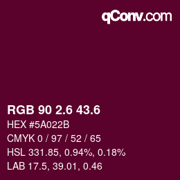 カラーコード: RGB 90 2.6 43.6 | qconv.com