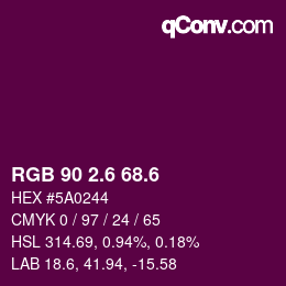 カラーコード: RGB 90 2.6 68.6 | qconv.com