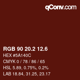 カラーコード: RGB 90 20.2 12.6 | qconv.com