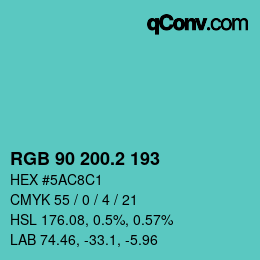 カラーコード: RGB 90 200.2 193 | qconv.com