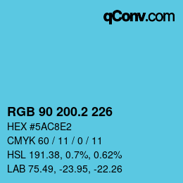 カラーコード: RGB 90 200.2 226 | qconv.com