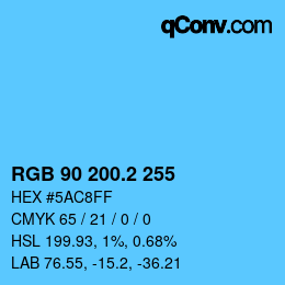 カラーコード: RGB 90 200.2 255 | qconv.com
