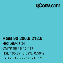 カラーコード: RGB 90 200.6 212.6 | qconv.com
