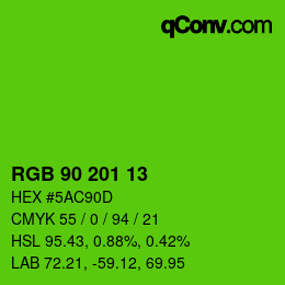 Color code: RGB 90 201 13 | qconv.com