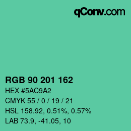 Color code: RGB 90 201 162 | qconv.com