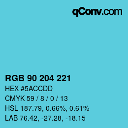 Farbcode: RGB 90 204 221 | qconv.com