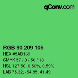 カラーコード: RGB 90 209 105 | qconv.com