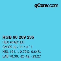Farbcode: RGB 90 209 236 | qconv.com