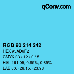 Color code: RGB 90 214 242 | qconv.com