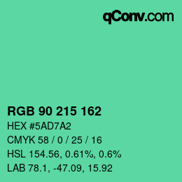 カラーコード: RGB 90 215 162 | qconv.com