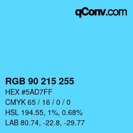 颜色代码: RGB 90 215 255 | qconv.com