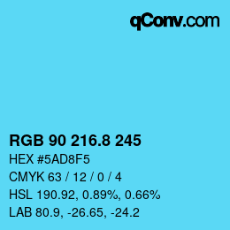 カラーコード: RGB 90 216.8 245 | qconv.com