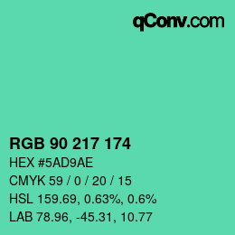Color code: RGB 90 217 174 | qconv.com