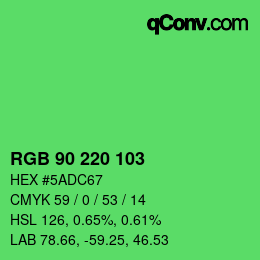 カラーコード: RGB 90 220 103 | qconv.com