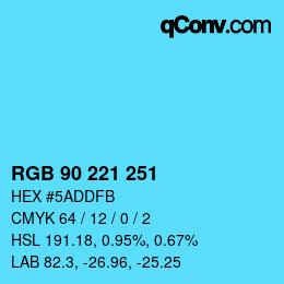 Color code: RGB 90 221 251 | qconv.com