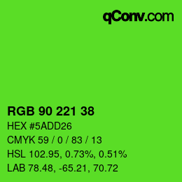 Color code: RGB 90 221 38 | qconv.com