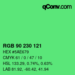 Color code: RGB 90 230 121 | qconv.com