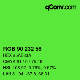 颜色代码: RGB 90 232 58 | qconv.com
