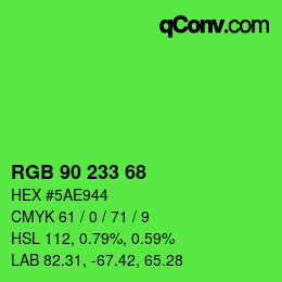Código de color: RGB 90 233 68 | qconv.com