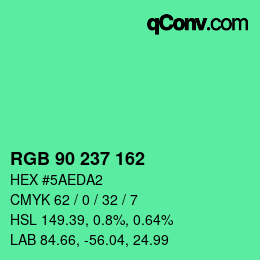 Color code: RGB 90 237 162 | qconv.com