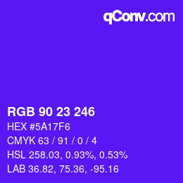 Color code: RGB 90 23 246 | qconv.com