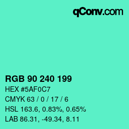 Color code: RGB 90 240 199 | qconv.com