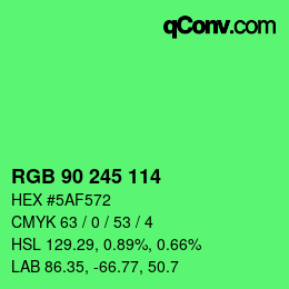 カラーコード: RGB 90 245 114 | qconv.com
