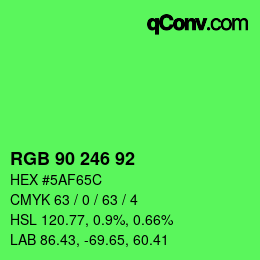 Color code: RGB 90 246 92 | qconv.com