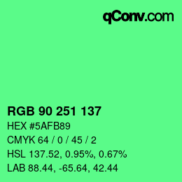 Código de color: RGB 90 251 137 | qconv.com