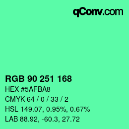 Color code: RGB 90 251 168 | qconv.com