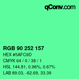 颜色代码: RGB 90 252 157 | qconv.com