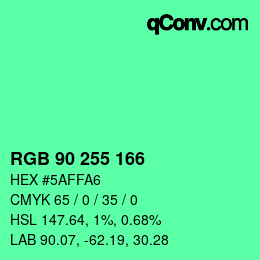 Color code: RGB 90 255 166 | qconv.com