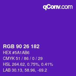 Color code: RGB 90 26 182 | qconv.com