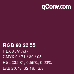 カラーコード: RGB 90 26 55 | qconv.com