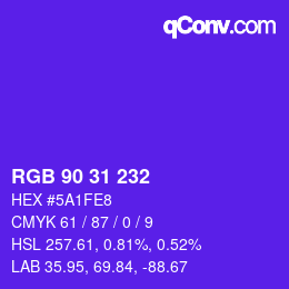 Color code: RGB 90 31 232 | qconv.com