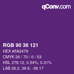カラーコード: RGB 90 36 121 | qconv.com