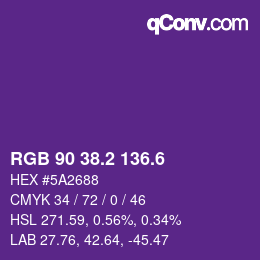 カラーコード: RGB 90 38.2 136.6 | qconv.com