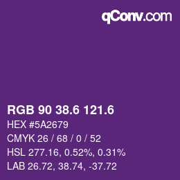 カラーコード: RGB 90 38.6 121.6 | qconv.com