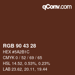 Color code: RGB 90 43 28 | qconv.com