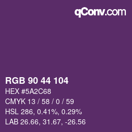 Color code: RGB 90 44 104 | qconv.com