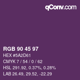 Color code: RGB 90 45 97 | qconv.com