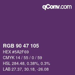 Color code: RGB 90 47 105 | qconv.com