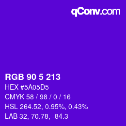 Color code: RGB 90 5 213 | qconv.com